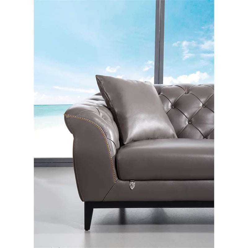Taupe Brown Italian Aniline Leather Sofa P8054
