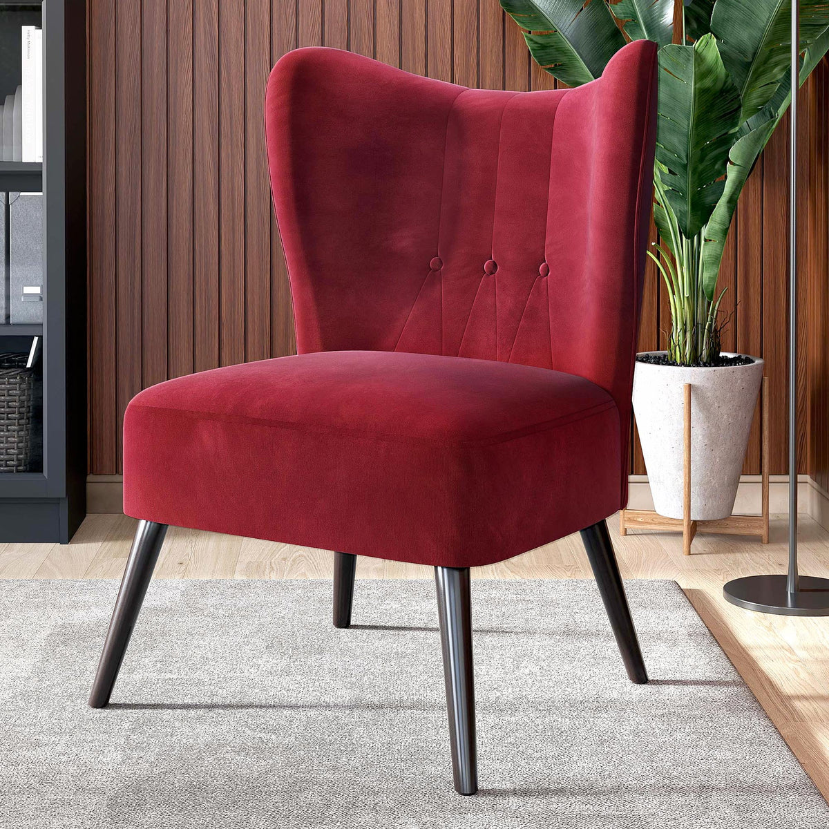 Red Velvet Accent Chair J239727