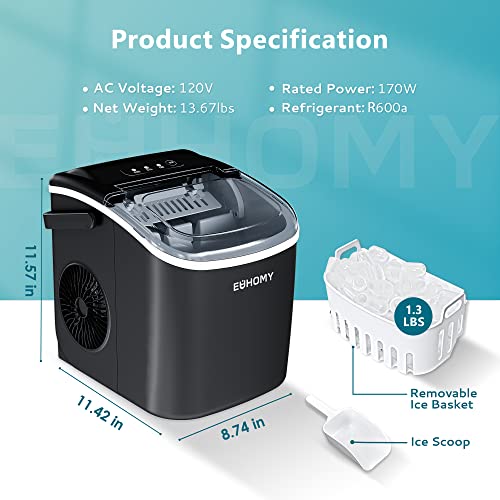 Portable Countertop Ice Maker with Basket and Scoop M334