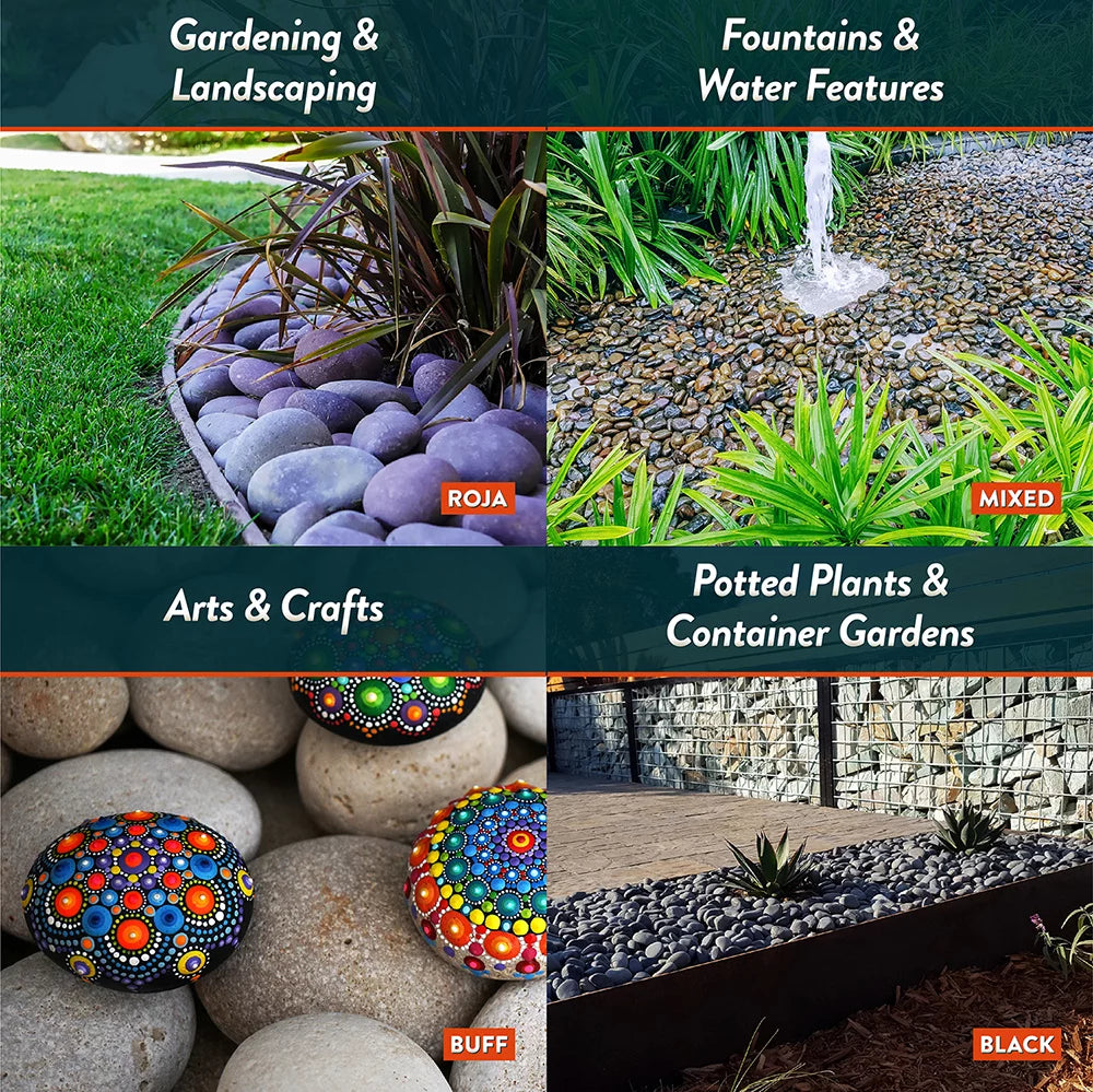 Round River Rock Landscape Garden Stones 20 pounds U685