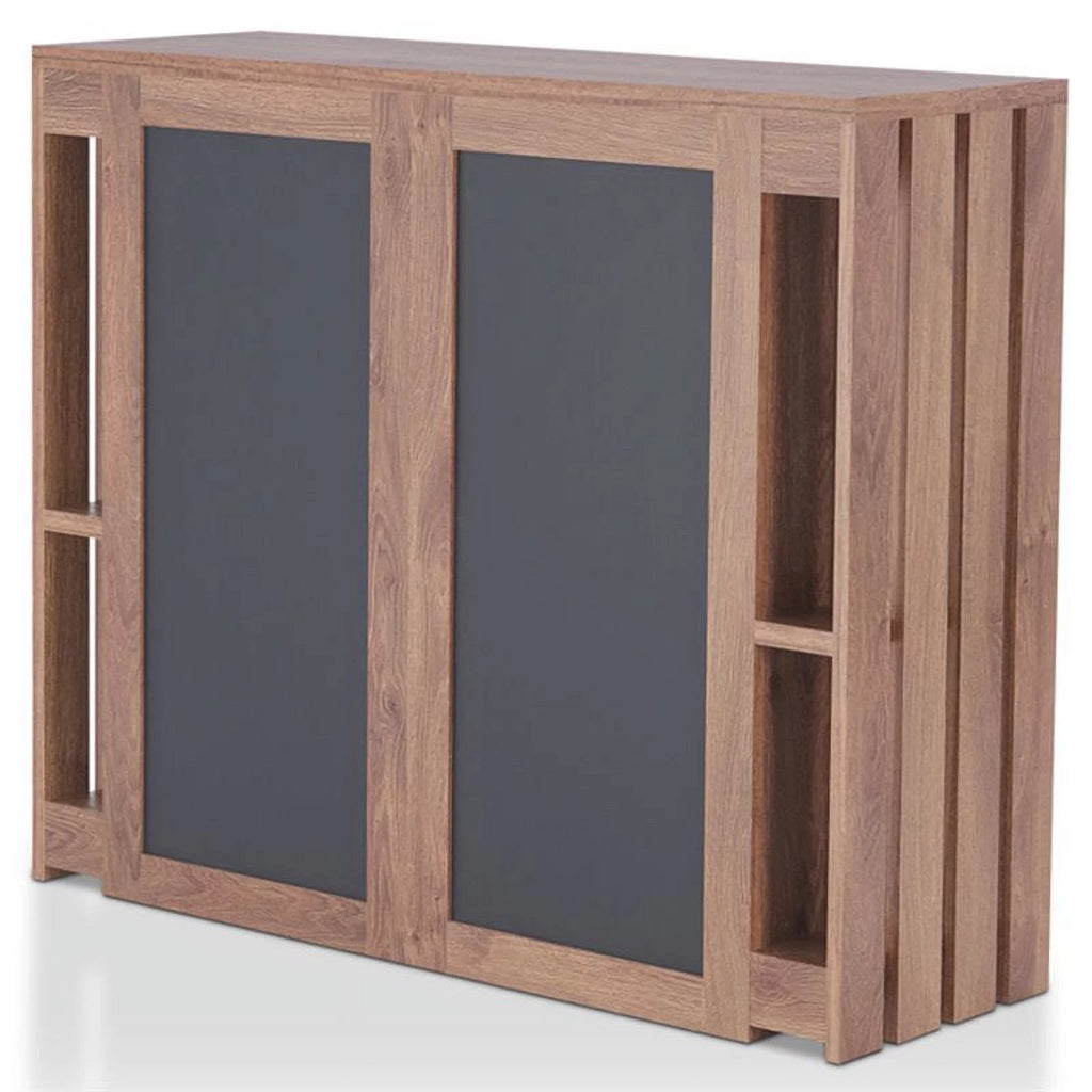 Contemporary Wood 9-Shelf Bar Cabinet in Walnut P61333