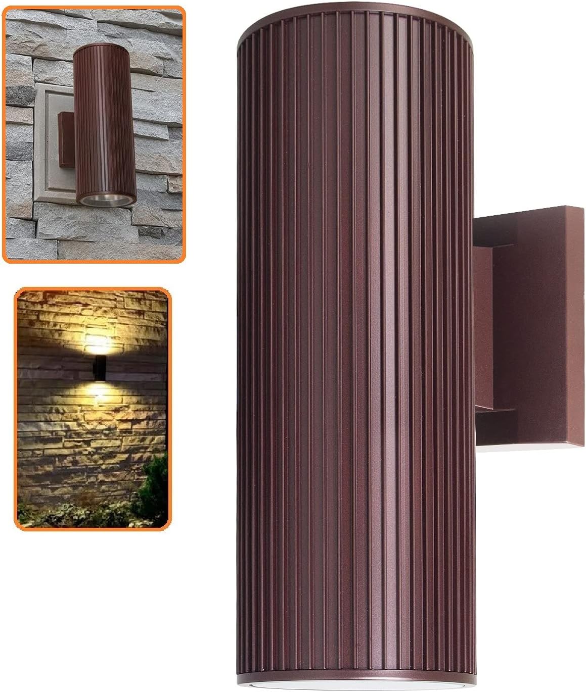 Dusk to Dawn Sensor Outdoor Wall Sconce, Die-Casting Aluminum Waterproof Wall Mount Cylinder Design Light Fixture Y689788