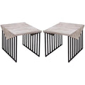Large Wood Top & Metal Base End Table Set of 2 T6160
