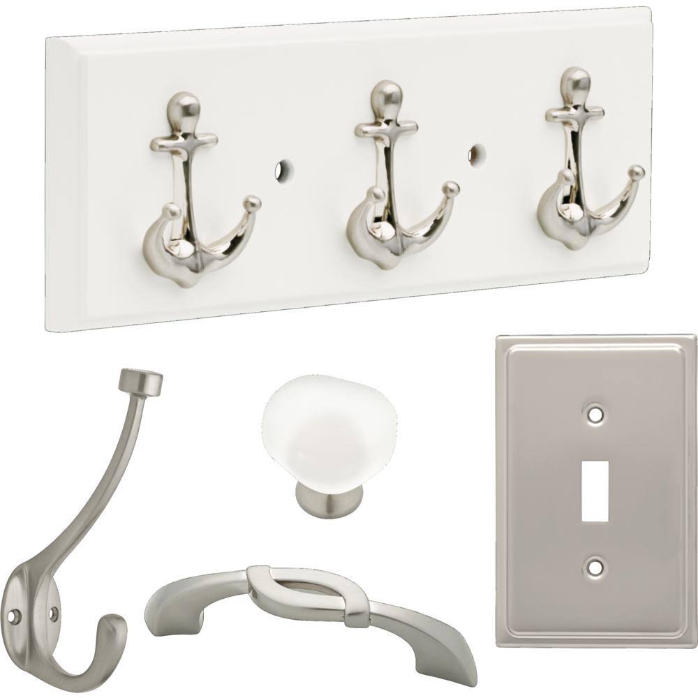 Satin Nickel and Natural Aqua Sea Glass Cabinet Knob (25-Pack) K928152