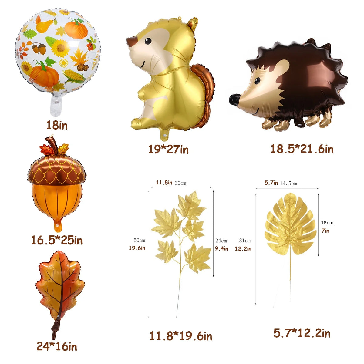Orange Brown Gold Balloons Arch Garland Kit with Maple Leaves U1286