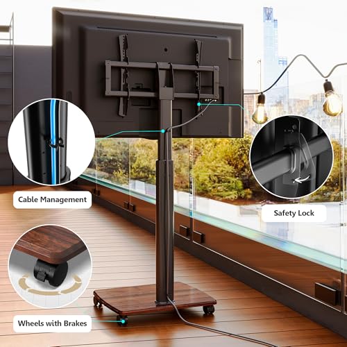 Rolling TV Stand for 32 to 65 Inch TVs with Swivel Mount A472