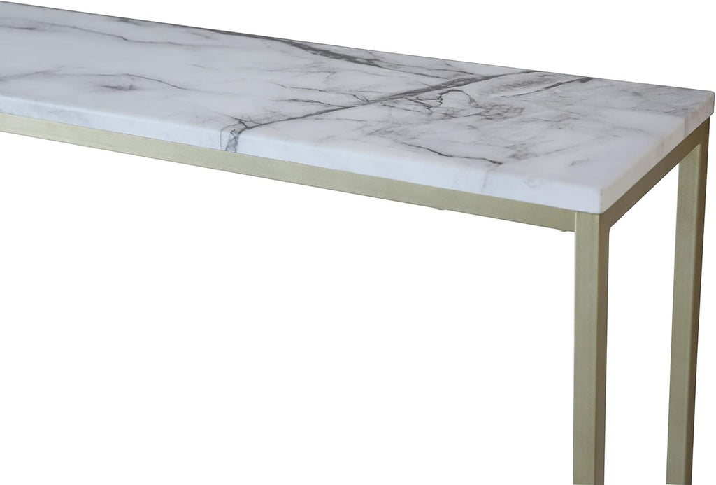 Faux Marble Console Table with Gold Metal Frame S9151
