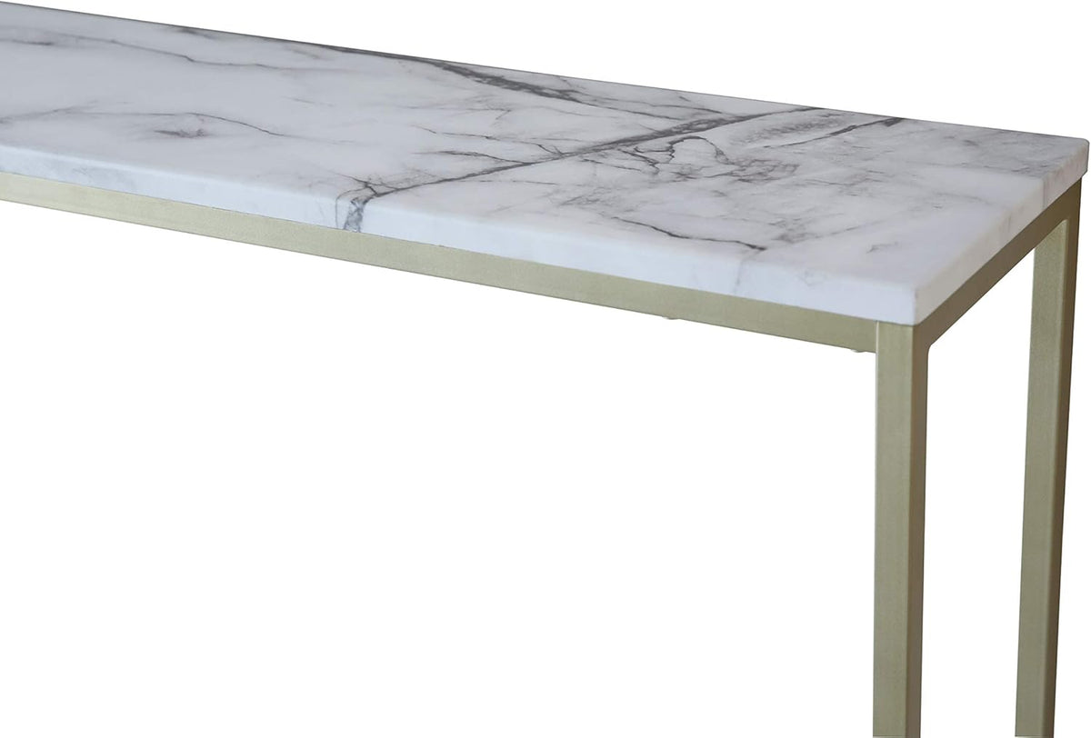 Faux Marble Console Table with Gold Metal Frame S9151