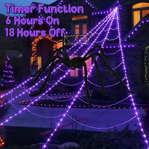 250 LED Purple Spider Web Lights with 8 Modes X9541