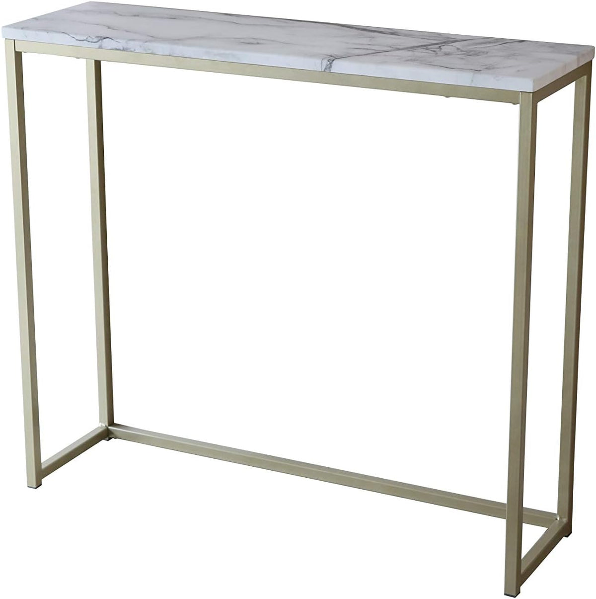 Faux Marble Console Table with Gold Metal Frame S9151