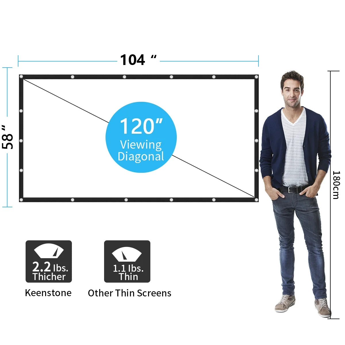120 inch 16:9 HD Foldable Anti-Crease Portable Projector Screen M508