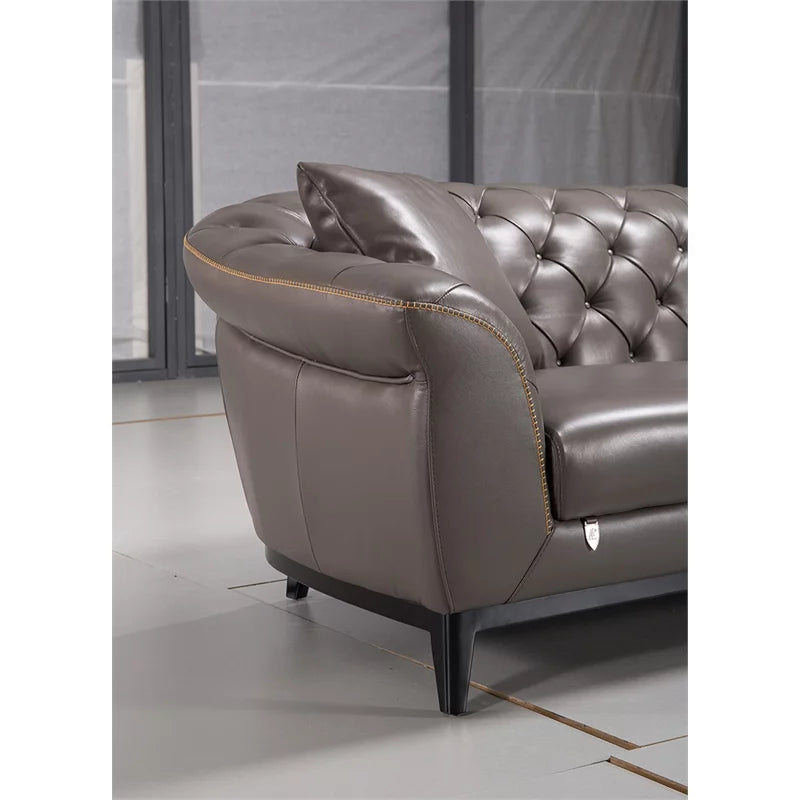 Taupe Brown Italian Aniline Leather Sofa P8054