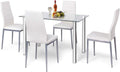 Glass Top Dining Table Set of 4 with PVC Leather Chairs U4151