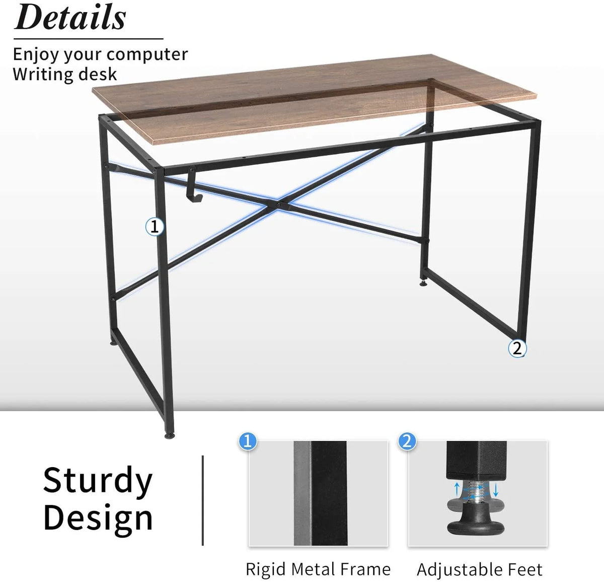 44 Inch Computer Desk with Headphone Hook I9081