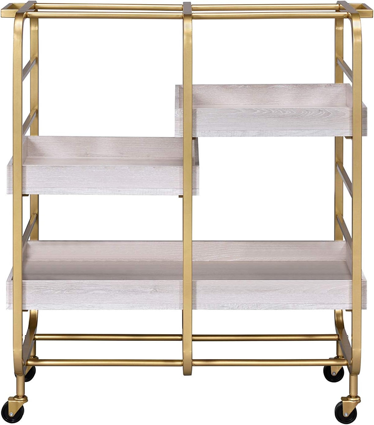 Gold & White-Washed Serving Cart I415599