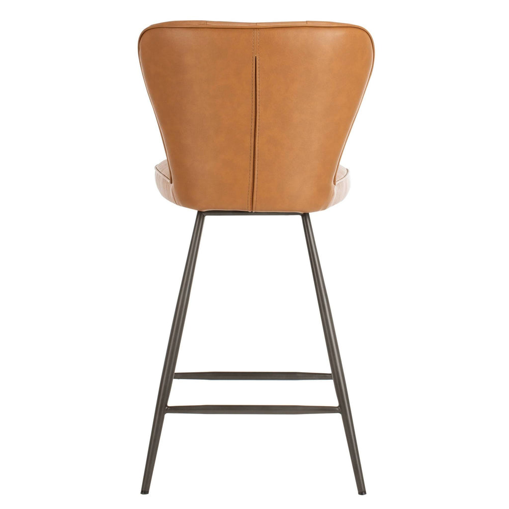 Camel Leather Tufted Swivel Counter Stool Set of 2 W122092