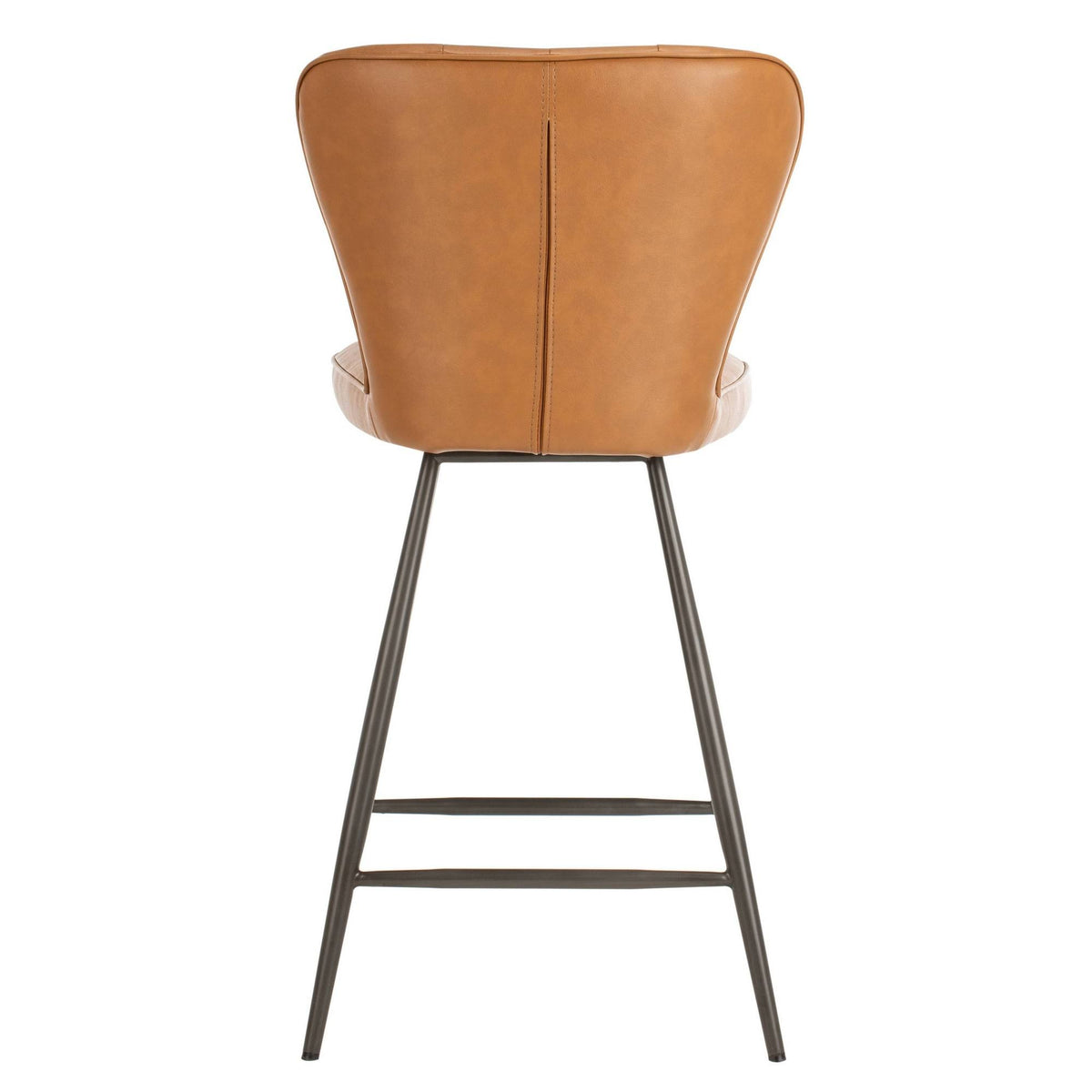 Camel Leather Tufted Swivel Counter Stool Set of 2 W122092