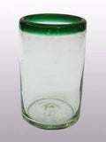 Emerald Green Rim Blown Glass Drinking Glasses Set of 6 S331