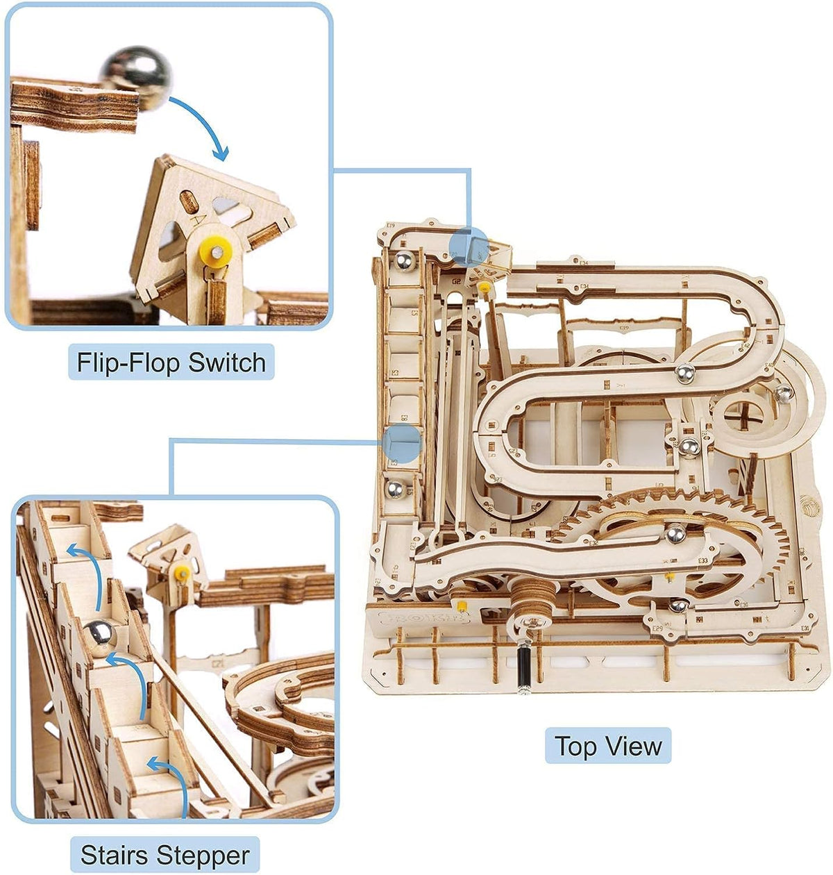 3D Wooden Marble Run Kit & Treasure Box S270