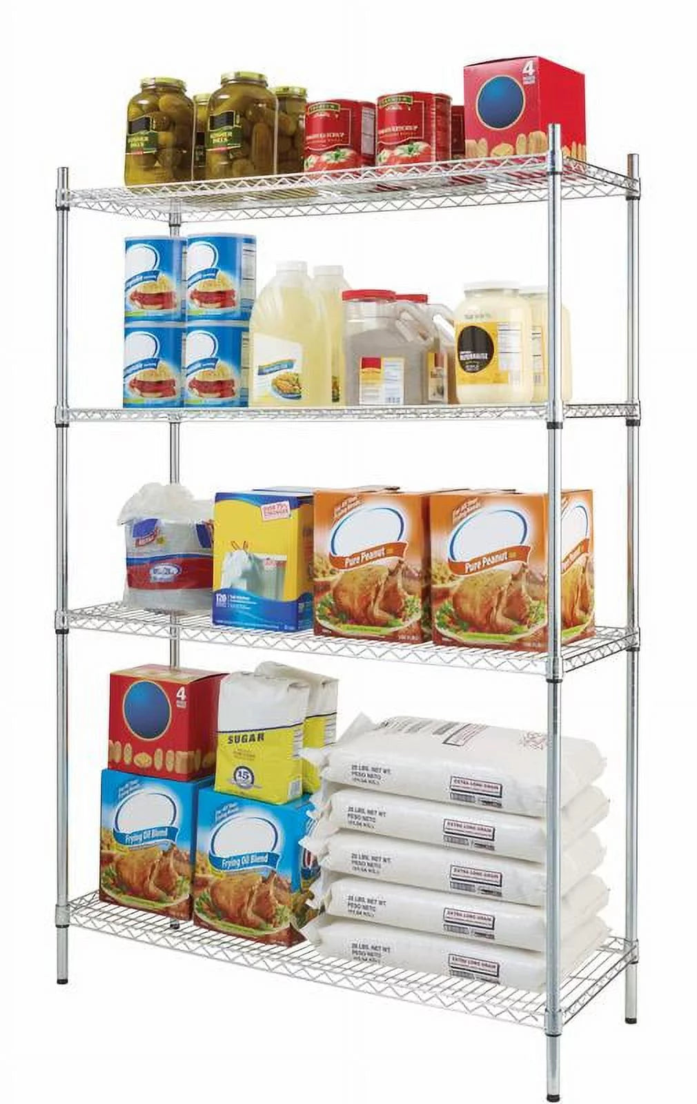 Steel 4-Tier Storage Shelf Unit 2400lb Capacity Chrome W559346