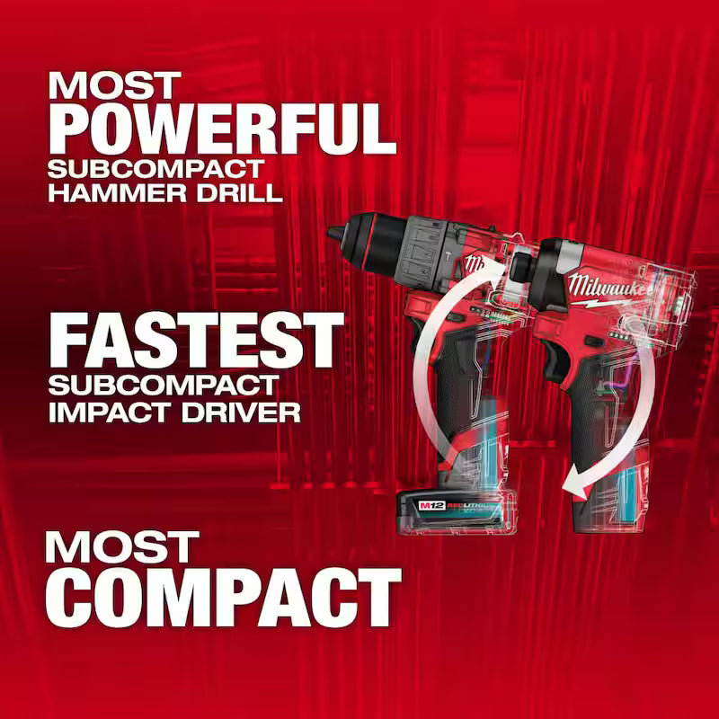 12-Volt Lithium-Ion Brushless Cordless Hammer Drill and Impact Driver Combo Kit P98604