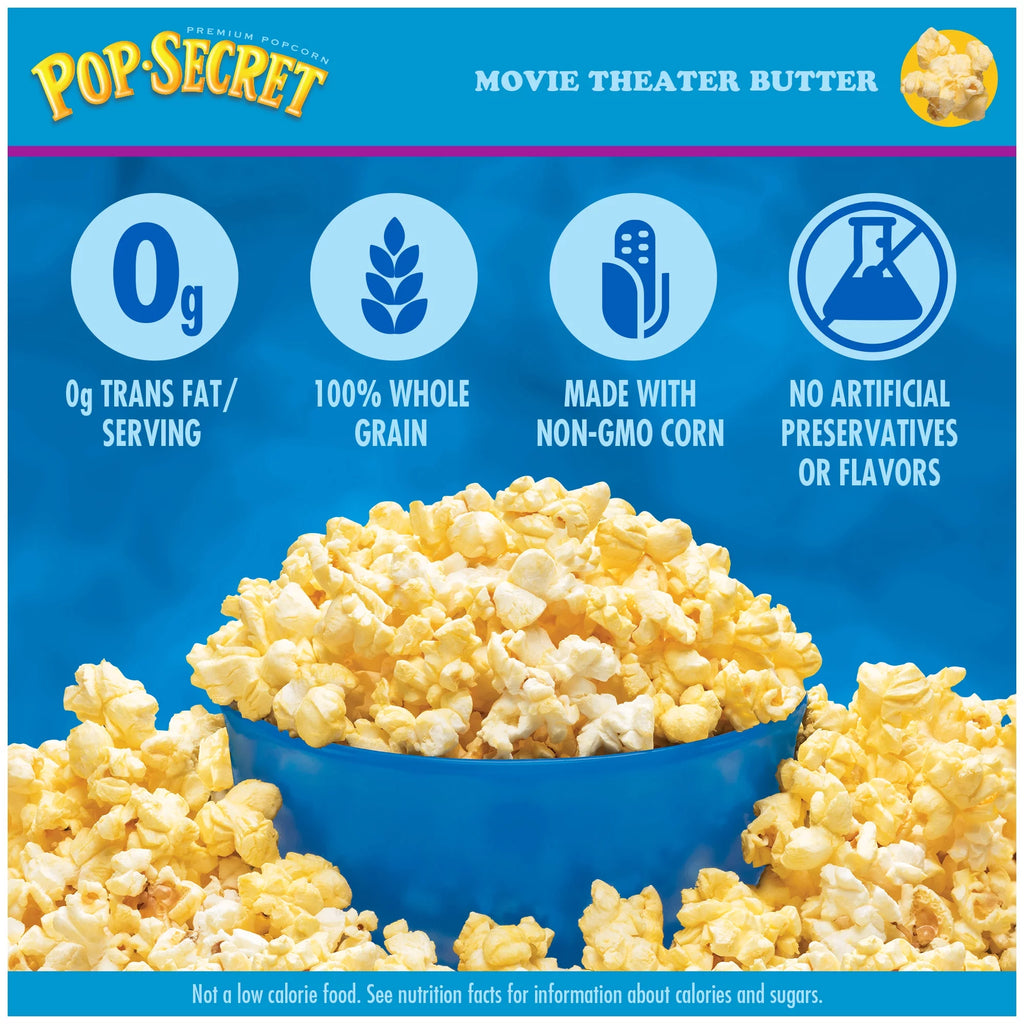 Microwave Popcorn, Movie Theater Butter Flavor, 3 oz Sharing Bags, 30 Ct D25438