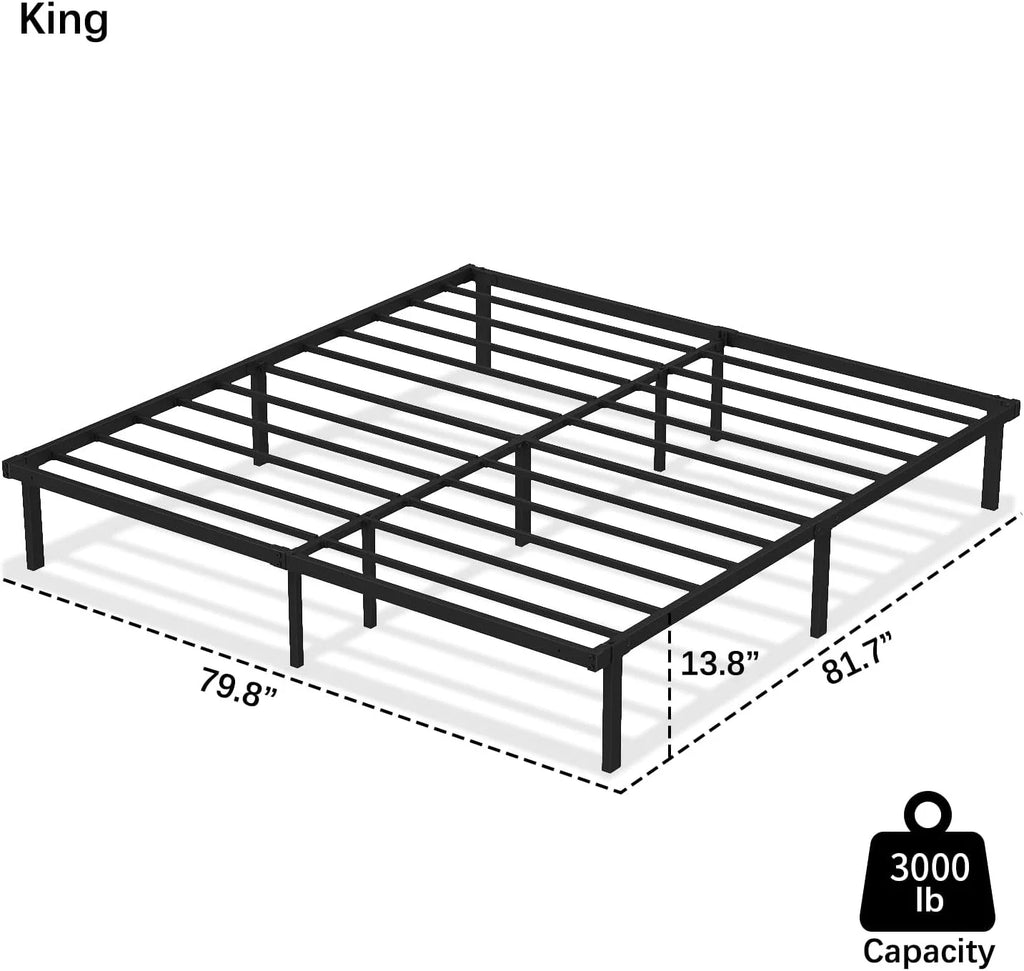 King Size Black Metal Platform Bed Frame N689218