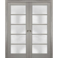 Sliding French Double Pocket Doors 36 x 80 inches Frosted Glass Solid Wood H84248