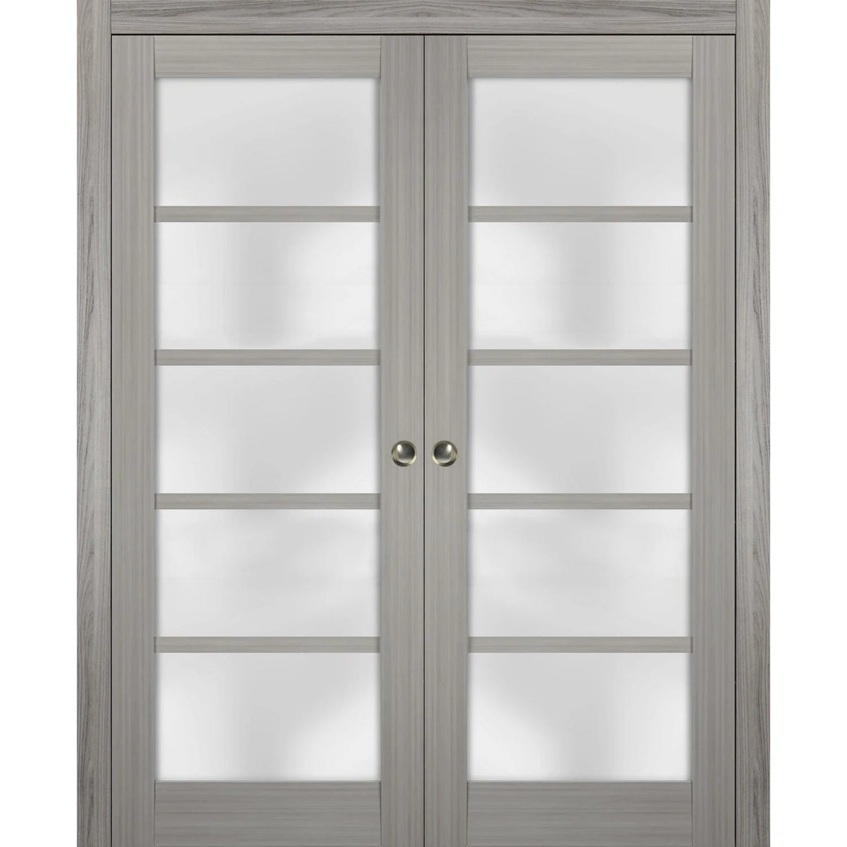 Sliding French Double Pocket Doors 36 x 80 inches Frosted Glass Solid Wood H84248