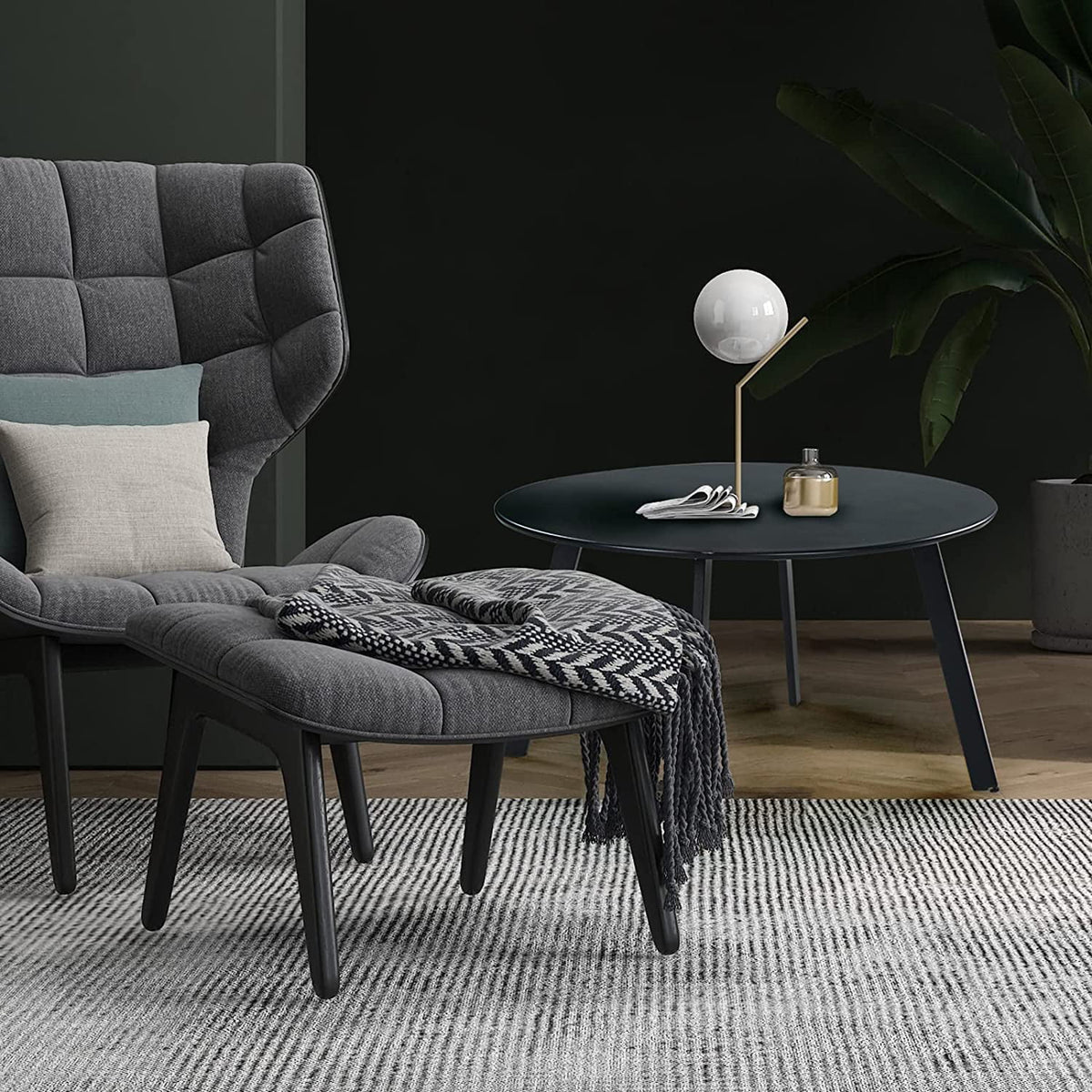 Black Round Metal End Table L384847