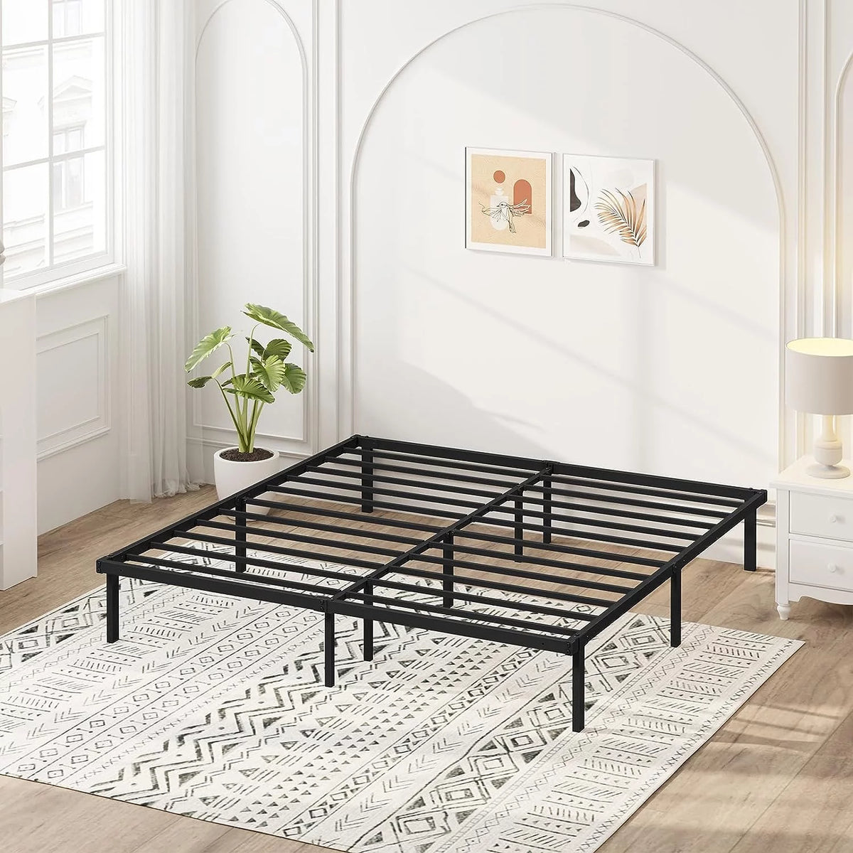King Size Black Metal Platform Bed Frame N689218
