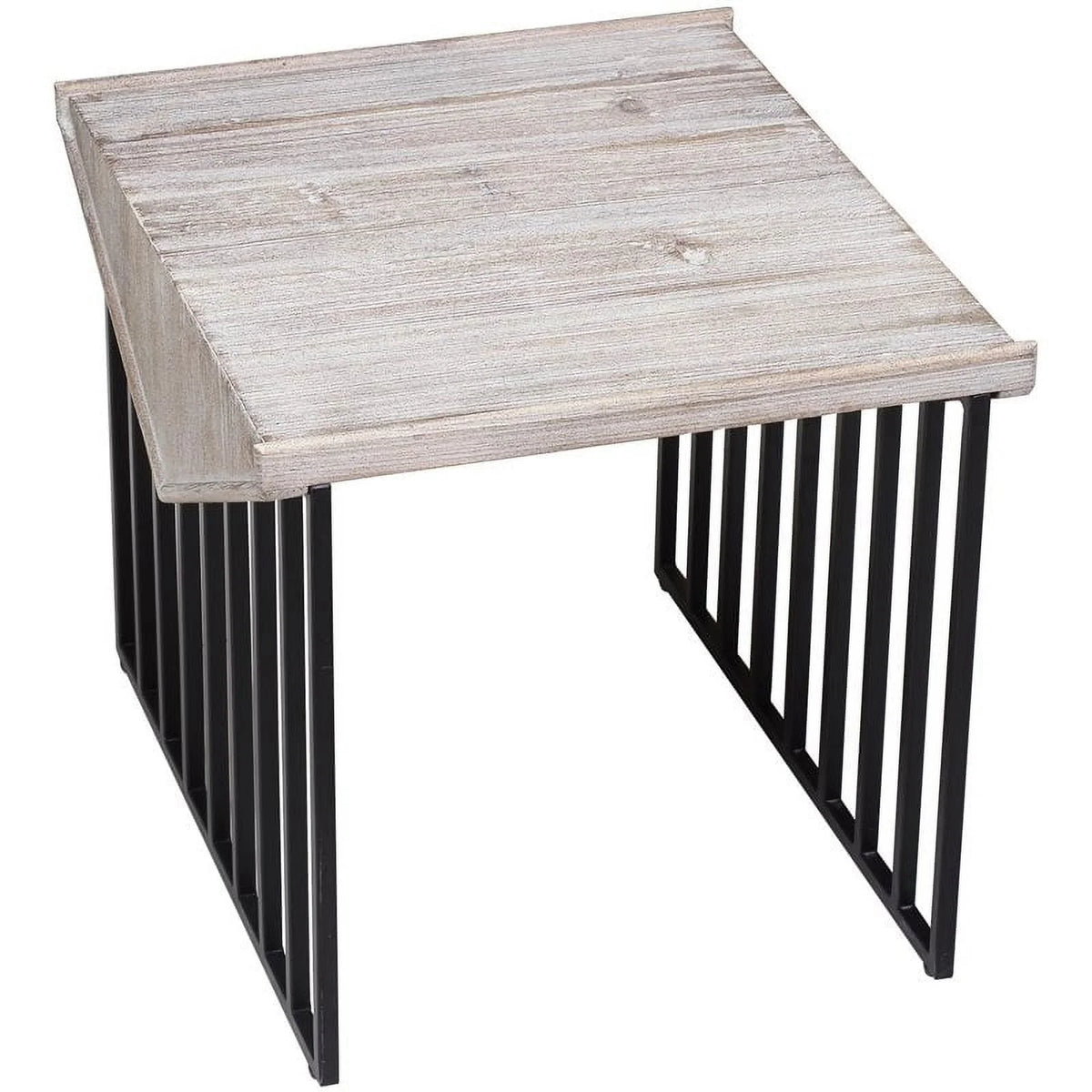 Large Wood Top & Metal Base End Table Set of 2 T6160