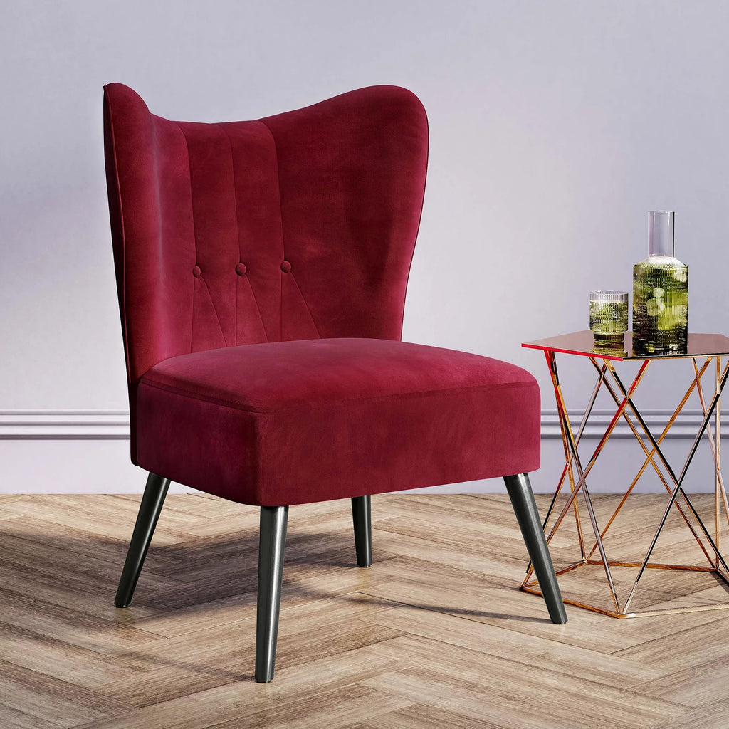 Red Velvet Accent Chair J239727